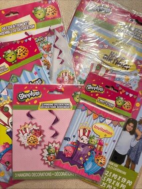 Shopkins Pink Party Decorations and Invitations- 5 packs assortment